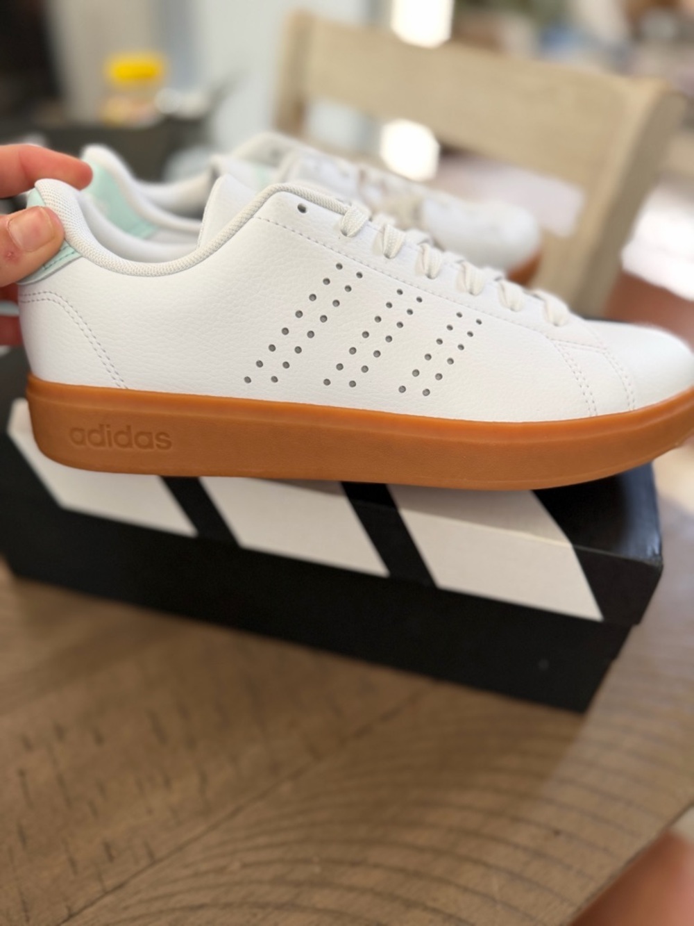adidas White Leather Sneakers with Gum-Style Sole